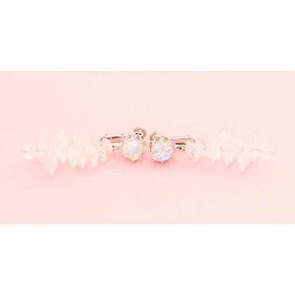 Vintage Beautiful Iridescent Stones Clip On Earrings | Vendome H10 - Picture 2 of 4